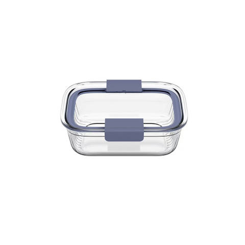 Dual Side Clip Lid Glass Food Storage Containers, Heat Resistant Borosilicate Airtight Meal Prep Boxes, Stackable Leak-Proof Glass Containers for Leftovers, Office Lunch & Refrigerator Storage