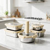 Stackable 304 Stainless Steel Food Storage Containers with Two-Tone Soft Grip Lids, Airtight Metal Meal Prep Lunch Boxes for Fridge & Freezer